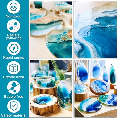 Epoxy Resin - 2 Gallon Clear Crystal Coating Resin Kit, 2 Part Casting Resinfor Art, Craft, DIY Jewelry Making, River Tables, Molds, Wood, No SigWong