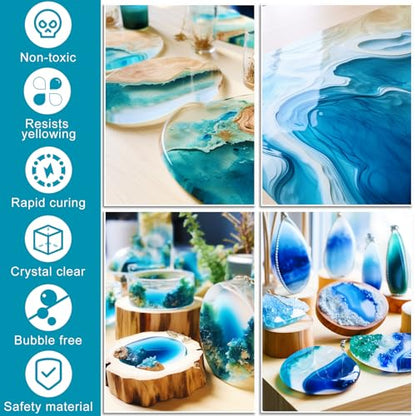 Epoxy Resin - 2 Gallon Clear Crystal Coating Resin Kit, 2 Part Casting Resinfor Art, Craft, DIY Jewelry Making, River Tables, Molds, Wood, No - WoodArtSupply