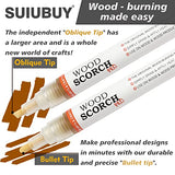 SUIUBUY Wood Burning Pen Tool - 2 PCS Scorch Pen Marker for Crafting & Stencil Wood Burning, Chemical Wood Burner Set with Oblique Tip and Bullet SUIUBUY