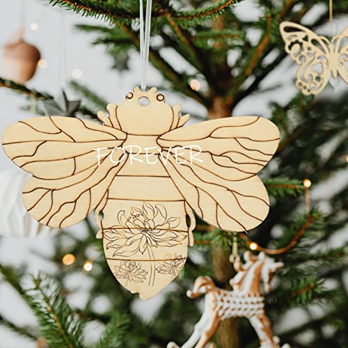 Bee Decor 80 Pcs Unfinished Wooden Cutouts Flower Bee Mushroom Butterfly Blank Wood Slice Blank Wooden Paint Crafts for DIY Crafts Home Decoration ABOOFAN