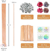 Visgaler 50 Set Natural Wood Wicks for Candle Making, 5.1 X 0.5 X 0.04 Inch Double-Thickness Wood Wick, Smokeless Crackling Wooden Wicks with Iron Visgaler