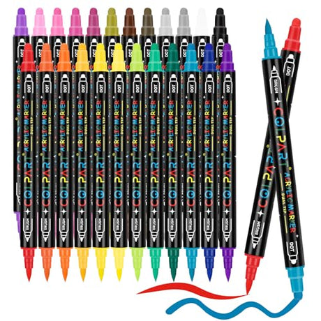 Brush Tip Acrylic Paint Markers - 24 Colors Dual Tip Acrylic Paint Pens Paint Markers For Rock Painting Canvas Plastic Metal Wood Stone,Marker Pen colpart