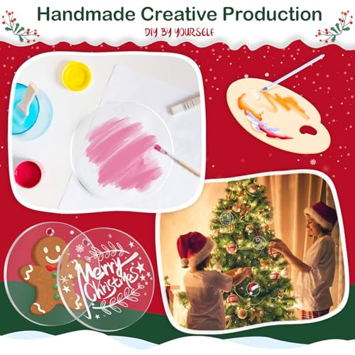 Acrylic Circles 3 Inch Acrylic Ornament Blanks for Crafts, 30 Pieces Round Blanks Acrylic Ornaments Plexiglass Circles Clear Glass Disc Ornaments JINMURY