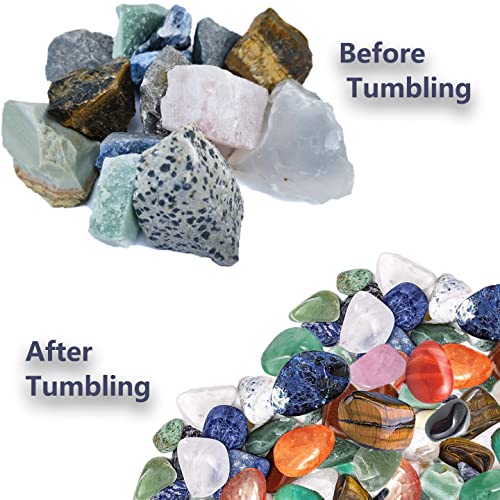 4.5 LBS Rock Tumbler Grit Media Complete Kit -Inculde 4 Steps Grits + Plastic Pellets + Ceramic Filler Media, Compatible with Any Brand Tumbler, Rock HDongany