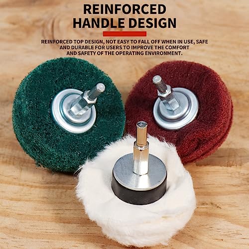 Baisiky 9PCS Non Woven Abrasive Buffing Polishing Wheel Drill Attachment Set,Scouring Pads Power Scrubber Cleaning Kit Baisiky