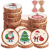 Natural Wood Slices 32 Pcs 2.4-2.8 Inches Unfinished Predrilled Blank Craft Wood Kit with Pre-drilled Hole Wooden Circles for Crafts Christmas MSDADA