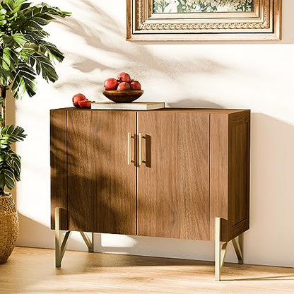 roomfitters 39” Sideboard Buffet Cabinet with Storage, Accent Cabinet with 2 Doors, Modern Mid-Century Credenza, Dark Walnut Furniture for Kitchen, - WoodArtSupply