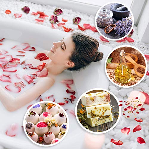 20 Bags Dried Flowers,100% Natural Dried Flowers Herbs Kit for Soap Making, DIY Candle Making,Bath - Include Rose Petals,Lavender,Don't Forget SACATR