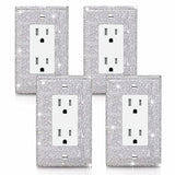 4 Pcs Silver Shiny Silver Rhinestone Crystal Light Switch Or Outlet Decorative Switch Covers Wall Plate Cover Plate Single Toggle Wall Plate Gaocai