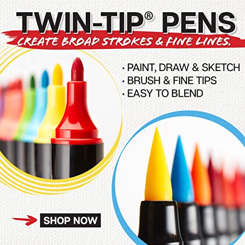 Kingart Dual Tip Brush Pens, Set of 24 Unique Colors