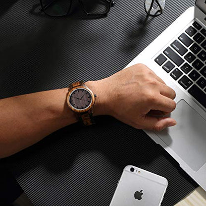 KOSTING Personalized Engraved Men Natural Wood Watches for Son Wooden Strap Band Customized Stylish Classic Unique Birthday Christmas Day Graduation - WoodArtSupply