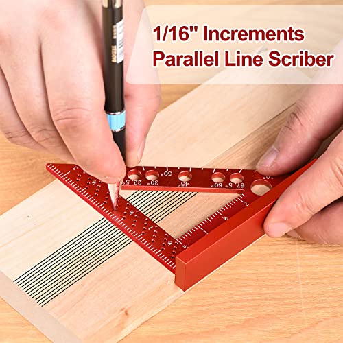 Small Square Tool with 0.7mm Mechanical Pencil Fixed Miter Angle Pin 90 Degree Mini Carpenter Square Precision Woodworking Machinist Measuring Square Gohelper