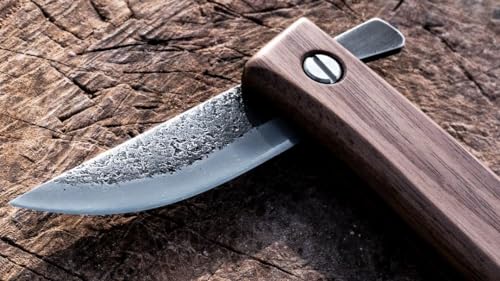 KAKURI Japanese Folding Knife 2.3", Made in JAPAN, Small Pocket Knife for Camping, Bushcraft, Outdoor, Gardening, Hand Forged Japanese White Steel KAKURI