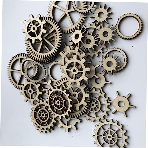 IWOWHERO 72pcs Hanging Wood Sign Unfinished Wood Gear Wood Gear Cutout Wood Chips Hollow Gear Ornament Wood Wheel Cutouts unpainted Wood Cutouts DIY IWOWHERO
