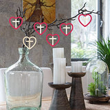 Heart Shape Wooden Cross Wooden Blank Wood with Twines Art Unfinished Ornaments for Christmas Wedding Birthday Party Valentine's Day Decoration 20Pcs Zontween