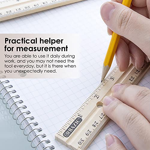BAZIC Wooden Ruler 12" (30cm), Singel Metal Edge, Inches Centimeter Metric Measuring Drafting Rulers, for Students School Supplies, 1-Pack BAZIC Products