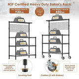 Leteuke NSF Certified 4-Tier Rolling Kitchen Bakers Rack with Adjustable Shelves and 20 S-Hooks Leteuke