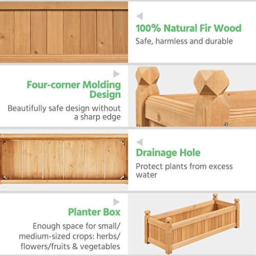 Yaheetech 43.5″ L×16″ W×14″ H Wooden Raised Garden Bed, Horticulture Wood Rectangular Garden Planter Outdoor, Raised Planter Box for Yaheetech