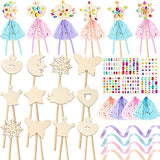 34 Pcs Make Your Own Princess Wand Kit 16 Unfinished Star Butterfly Crown Moon Fairy Wood Stick 6 Gem Stickers 4 Satin Ribbons 8 Mesh Decor for Queekay