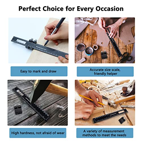 Precision Pocket Woodworking Ruler 8 inch Marking Measuring Ruler Professional Woodworking Tools Ruler Metal Construction Ruler Inch and Metric Ruler FEYAIM