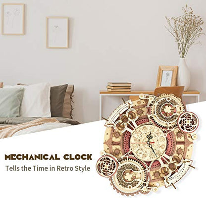 ROKR 3D Wooden Puzzle Clock Model 12"– DIY 168 PCS Mechanical Model Kit Toys Home Decor Elegant Gifts for Teens/Adults - WoodArtSupply