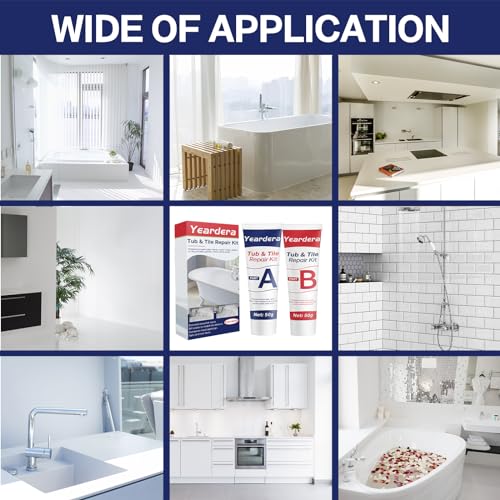 Porcelain Repair Kit, Tub and Tile Repair Kit, Super Strong and Durable Bathtub Repair Kit, Quartz Countertop Repair Kits for Ceramic, Porcelain, Yeardera