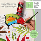 FolkArt Birds & Blossoms 2 oz One Stroke Acrylic Kit, 32 Piece Set Including 12 Multi-Surface Paints, 10 Brushes, 6 Teaching Guides, 3 Pattern Sheets FolkArt