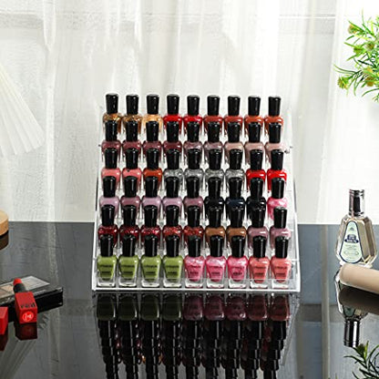 Cq acrylic 48 Bottles of 6 Layers Clear Nail Polish Rack,Nail Polish Storage Organizers And Storage Box,Clear Paint Bottles Holder And Essential Oil