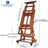 VISWIN Extra-Large Master H Frame Easel, Hold 1 or 2 Canvas up to 79", Tilts Flat, Movable Solid Beech Wood Heavy Duty Floor Easel Stand for VISWIN