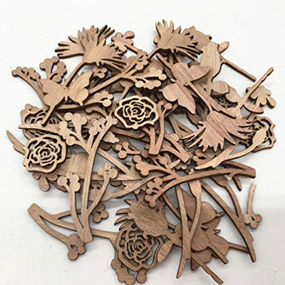 Happyyami 30pcs Wooden Flowers for Crafts Unfinished Wood Cutouts Wood Shapes Slices for DIY Wedding Birthday Party Favors Centerpieces (Assorted
