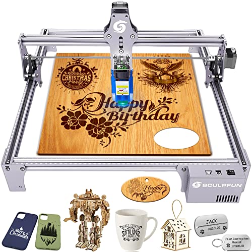 SCULPFUN S6 Pro Laser Engraver, 60W Engraving Machine for Wood and Metal, Acrylic, 5.5W Output Power DIY Cutter, Logo Pattern Marking Machine, Gifts - WoodArtSupply