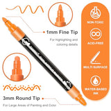 Acrylic Paint Pens Markers, 24 Colors Dual Tip Acrylic Paint Pens for Rock Painting, Wood, Canvas, Stone, Glass, Ceramic Surfaces, DIY Crafts Making TANMIT