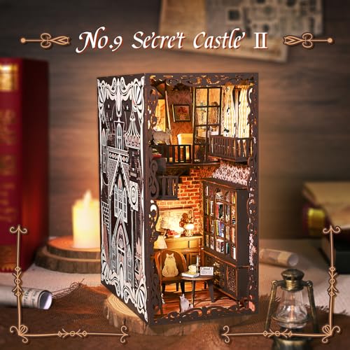 Marycele Book Nook Kit for Adults Teens, Wooden 3D Puzzles for Adults Tiny House Bookcase, DIY Miniature House Kit Bookshelf Decor, Tiny Home Kit, - WoodArtSupply