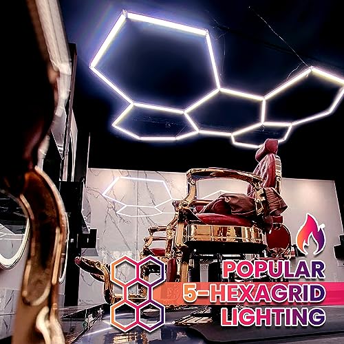 GOSLARLIT LED Garage Light Hexagon, 24 Pack Shop Detailing Lights, 144W 15950LM 6500K Daylight White, Linkable Plug-in Ceiling Light for Garage GOSLARLIT