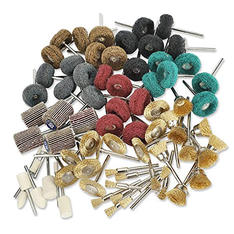 75pcs Polishing Kit Buffing Wheels Set, SUNJOYCO Polishing Bit Abrasive Buffing Wheels Rotary Tool Accessories, Wire Brushes Flap Discs for Dremel, SUNJOYCO
