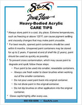 Sax True Flow Heavy Bodied Acrylic Paint - Quart - Set of 6 - Assorted Colors Sax