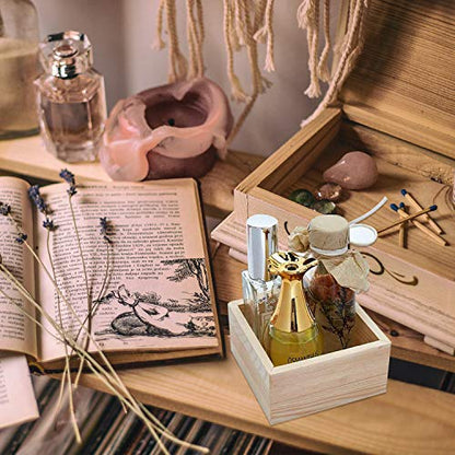 Rustic Wooden Box Small Wooden Box,4 Pieces Small Wood Square Storage Organizer Container Craft Box Small Wooden Box for Collectibles Home Venue