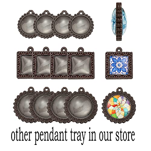 ToBeIT 36pcs Bezel Pendant Trays round wooden and Glass Cabochon Round Clear Dome for DIY Crafting Photo Jewelry Making ToBeIT