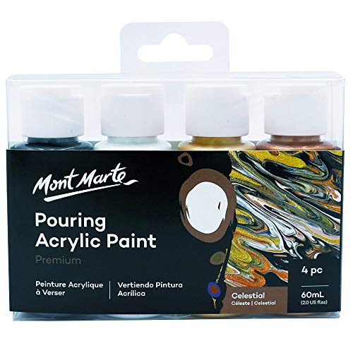 Mont Marte PMPP4206 Pouring Art Acrylic Paint Set, 2.0 fl oz (60 ml) x 4 Colors, Celestial Color - WoodArtSupply