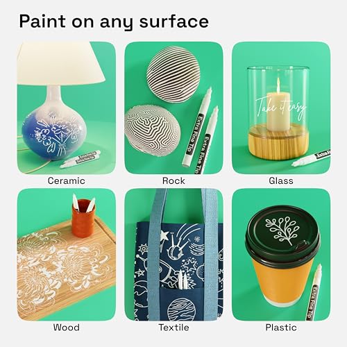 ARTISTRO 2 White Acrylic Paint Pens for Rock Painting Ceramic Wood Glass Tire Plastic - 0.7mm Extra Fine Tip Paint Markers Ideal for Labeling DIY ARTISTRO