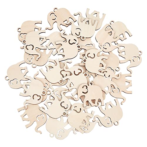 GORGECRAFT 36Pcs Unfinished Wooden Elephant Craft Natural Blank Wood Elephant Shaped Slices Cutouts for Birthday DIY Painting Tags Wedding Home - WoodArtSupply