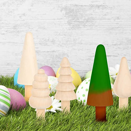jojofuny Unfinished Wooden Trees 10pcs, Wooden Trees for Crafts Wood Blank Painting Tree Toy Aesthetic Tree Decoration 10pcs jojofuny