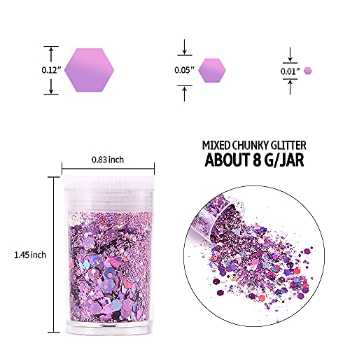 Chunky and Fine Glitter Mix, Estanoite 36 Colors Chunky Sequins & Fine Glitter Powder Mix, Iridescent Glitter Flakes, Cosmetic Makeup Glitter for Estanoite
