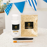 110ml Gilding Adhesive, 5g Gold Flakes Kit with The Gold Metal Leaf Adhesive, Epoxy Resin Water Based Glue for Gold Leafing Canvas,Gold Leaf KIRIN