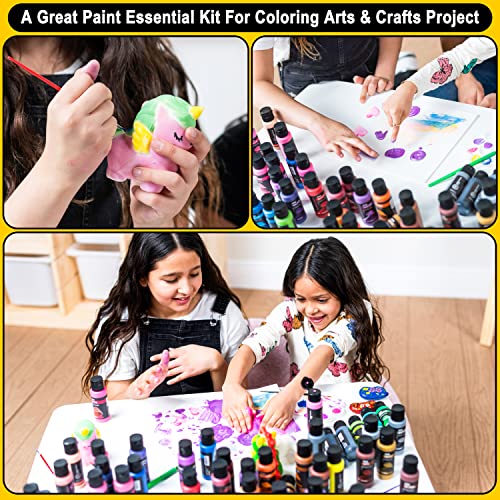 JOYIN Washable Paint for Kids 42PCS - Non-Toxic- Tempera Paint Set (2 oz Each), Liquid Paint with 15 Brushes and 4 Palettes - Paint for Arts and JOYIN