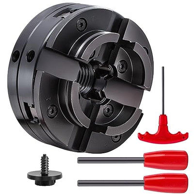 CXRCY 4Inch Lathe Chuck for Woodworking, 4-Jaw Self-Centering Wood Lathe Chuck Set with 1"x8TPI Thread