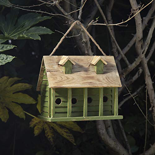 Glitzhome 11" H Hanging Birdhouse Distressed Wooden Decorative Garden Watermelon Bird House for Outside glitzhome
