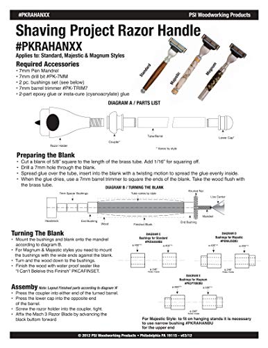 Penn State Industries PKRAHAN Mach3™ Compatible Razor Handle Kit Woodturning Project (1, Chrome) Penn State Industries