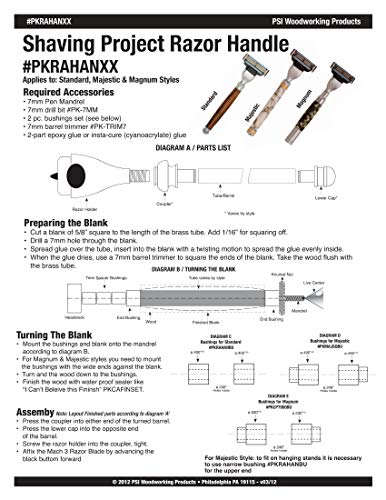 Penn State Industries PKRAHAN Mach3™ Compatible Razor Handle Kit Woodturning Project (1, Chrome) - WoodArtSupply