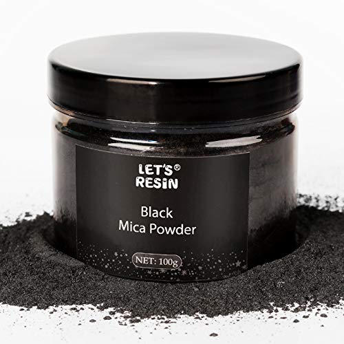 LET'S RESIN Black Mica Pigment Powder, 3.5 Ounces/ 100 Grams Black Mica Powder for Soap Making, Shimmer Resin Pigment Powder for Epoxy, Slime, Bath LET'S RESIN